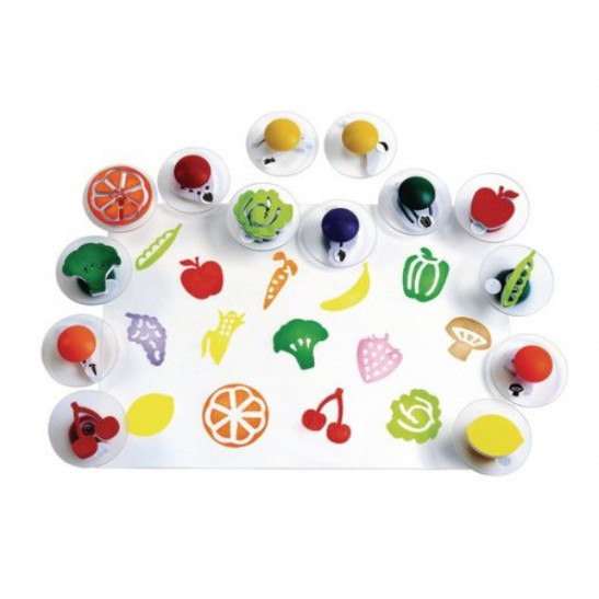 Colorations® Easy-Grip Stampers, Fruit & Vegetable - Set of 14